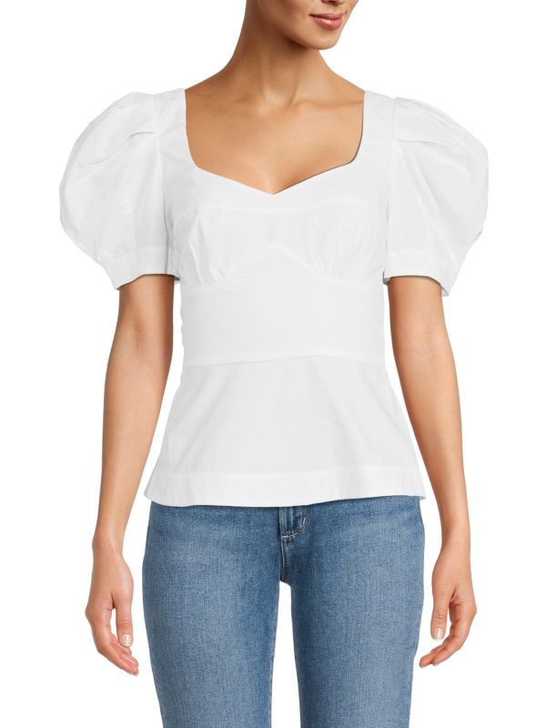 Tanya Taylor Aliyah Puff Sleeve Top